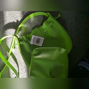 Green Shoulder Bag with Removable Pouch - Unbranded